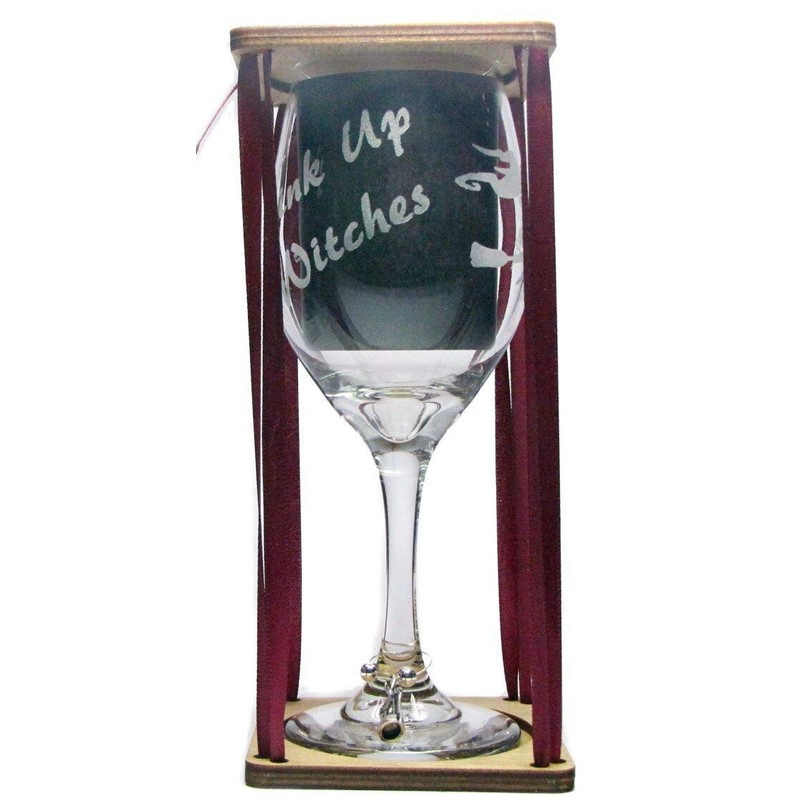 Orange Kat Drink Up Witches! Stemmed Wine Glass with Charm