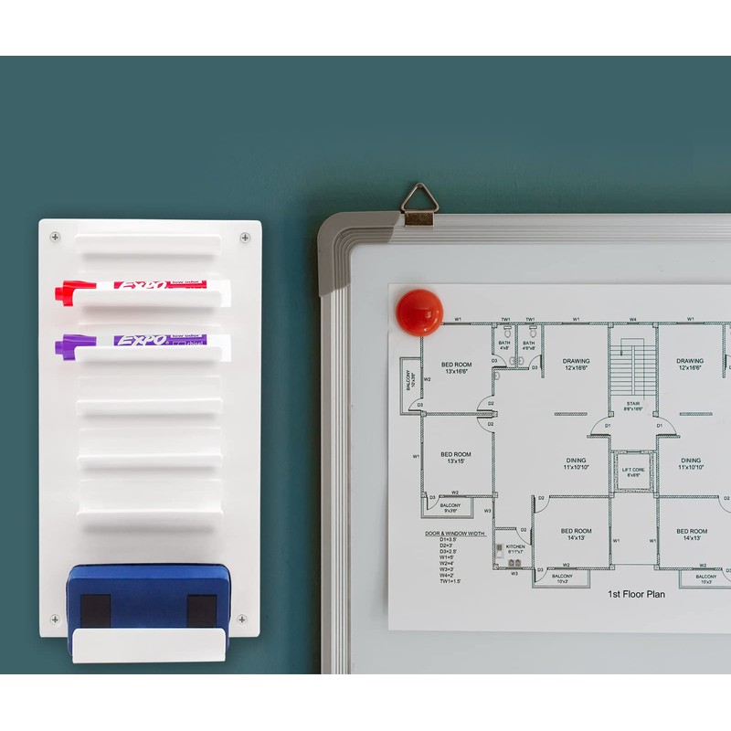 Wall Mount for Dry Eraser Whiteboard Marker with 7 Slots