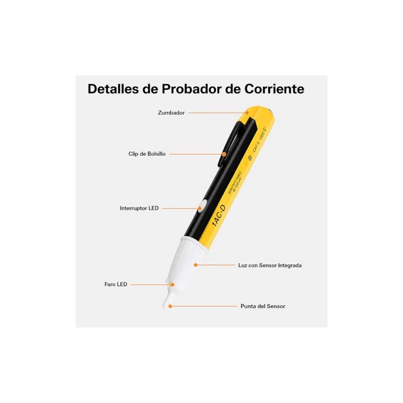 Probador de Voltaje Sin Contacto 2 Piezas con Linterna LED