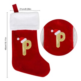 VEYLIN 20 Inch Christmas Stockings Large Embroidered Stockings Plush Embroidered Stockings Christmas Stockings with Letters, Embroidered Stockings Christmas Stockings for Kids/Adult Red Letter(P)