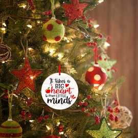 WaaHome Teacher Christmas Ornaments 3'' It Takes Big Heart to Shape Little Minds Christmas Ornament Gifts for Teachers, Teacher Appreciation Gifts for Women