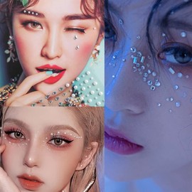 PLOMFOV Face Jewels for Glitter Makeup for Women Face Gems Stick On Rhinestones for Eyes Self-Adhesive Rhinestone Sticker Makeup Rhinestones for Makeup Face Gems Set C