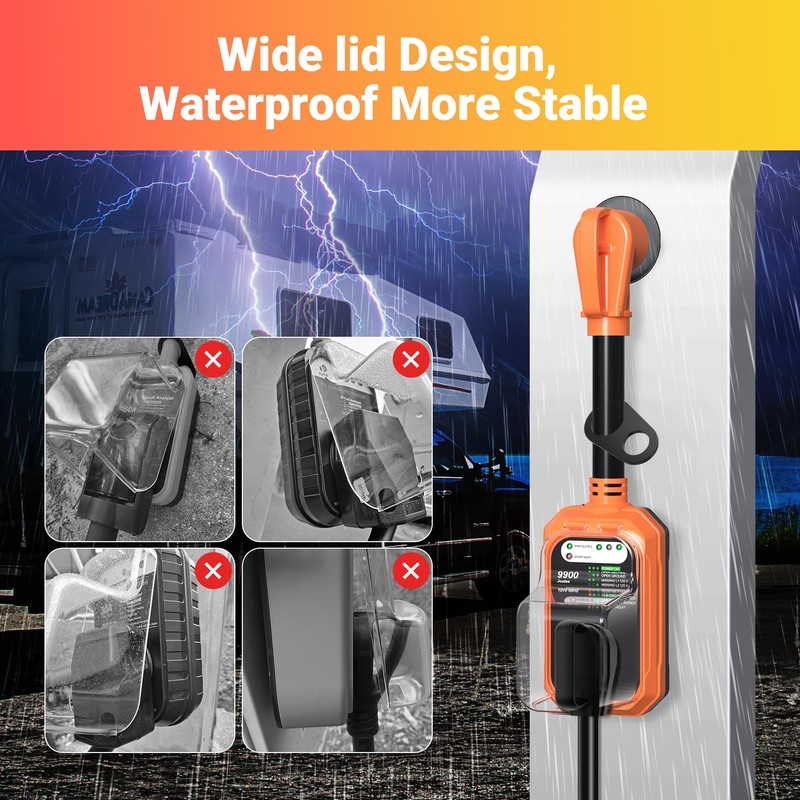 EyGde RV Surge Protector 50 Amp Waterproof, RV Circuit Analyzer