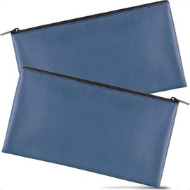 2 Pack Money Bags with Zipper cash envelope - 11x6.1 Inch Money Pouch, Bank Bag, Cash Bag & Check Wallet for Secure Storage:_Blue