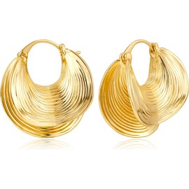 Tomovely exquisite spiral pattern 14K gold-plated anti allergic eye-catching earrings, fashionable and elegant women's jewelry