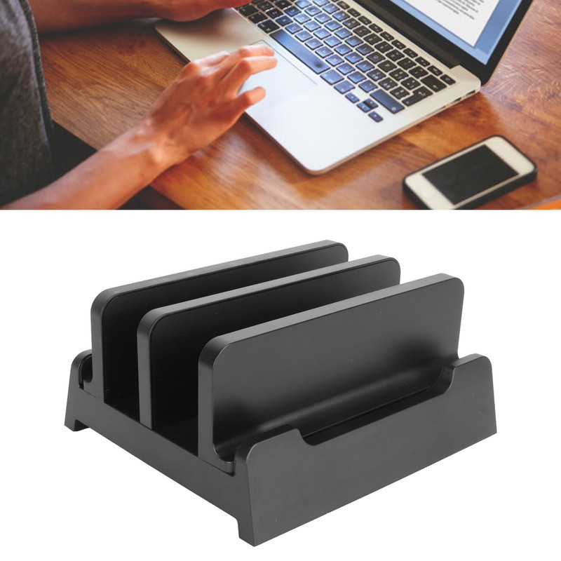 Vertical Laptop Stand Holder Adjustable Width Dual Slots Laptop Holder