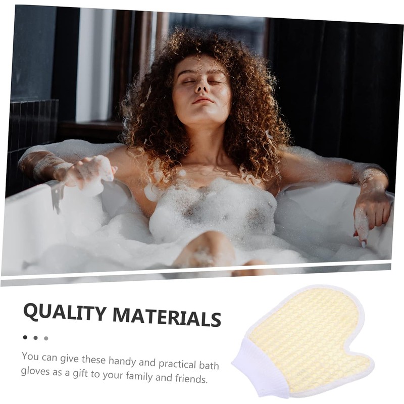 Guantes Exfoliantes de Chenilla Beige para Ducha COLLBATH 2 Piezas
