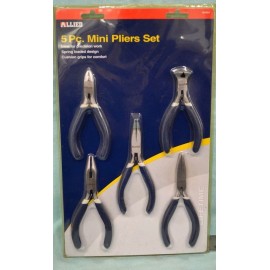 Allied New 5 Piece Mini PLIERS Set Plier End NIPPER Diagonal Bent NOSE Flat Long NOSE
