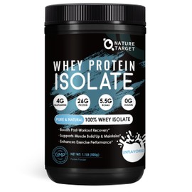 Whey Isolate Protein Powder, Unflavored Protein Powder, Whey Protein Powder for Muscle Growth & Recovery, 26g of Protein, 5.5g BCAAs, Gluten Free & No Sugars, 16 Servings, 1.10 Pound (500 g)