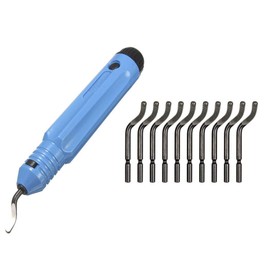 Deburring Tool Set,niCWhite Deburring Tool Kit with 10pcs BS1010 Blades and Swivel Head Handle,Burr Remover Tool for Cutting Deburrs Wood,Plastic,Aluminum,Copper and Steel