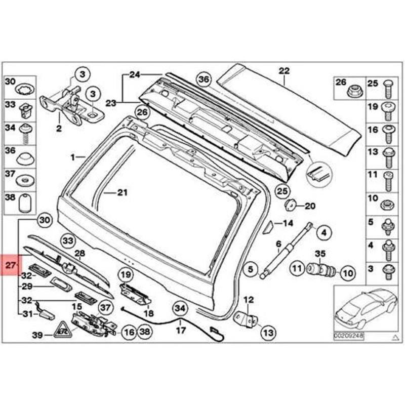 Trunk Lid Tailgate Grip Handle 51137170676 Black with Key Button