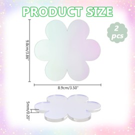 PH PandaHall 2pcs Acrylic Flower Coaster Iridescent Desk Coasters Colorful Acrylic Coaster Decorative Plates Heat Resistant Coaster for Office Home Decoration Tabletop Protection, 3.8x3.5inch