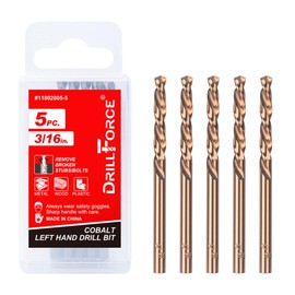 VALYRIANTOOL 5PCS 3/16" M35 Cobalt Left Hand Drill Bits Set for Removing Broken Stubs, Bolts and Screws, Reverse Twist Drill Bits