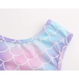 Happy Cherry Girls Gymnastics Leotards Skirted Sparkly Shiny Scale Tutu Dance Practice Outfit Geometric 7-8T