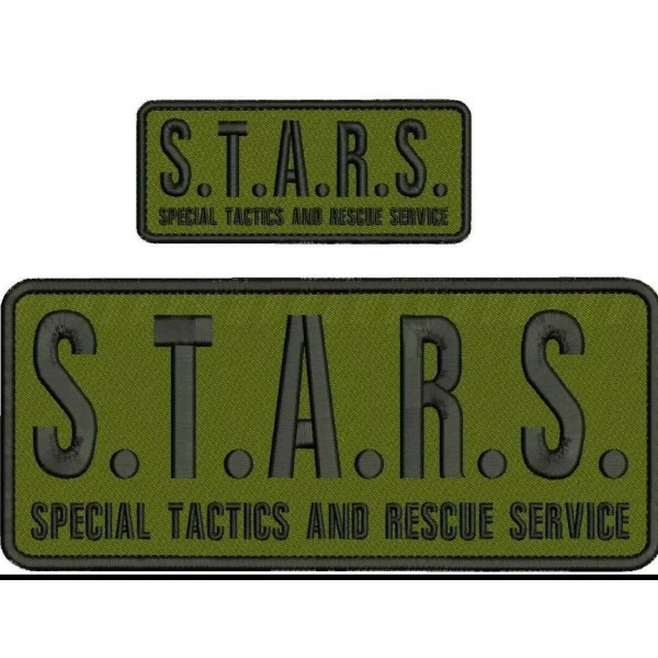 S.T.A.R.S. embroidery patch 4x10 and 2x5 hook black thread and