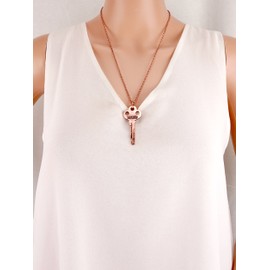 Elosee Inspirational Message Key Pendant Necklace 21" (Hope - Antique Gold)