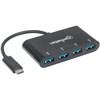 Manhattan AC-5495 Hub USB-C 4 Ptos Negro, Negro