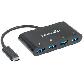 Manhattan AC-5495 Hub USB-C 4 Ptos Negro, Negro