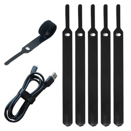 USK STORE Cable Bands Set Cable Ties Velcro Thin Velcro Cable Clips Black Black (Black, Set of 20)
