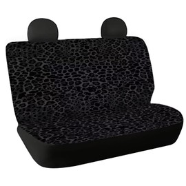 Dreaweet Black Leopard Print Car Rear Seat Covers,Waterproof Seat Covers for Cars SUV Trucks,2 Pcs Soft Split Bench Rear Seat Protector for Kids & Dogs,Fashion Car Interior Accessories