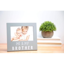 Pearhead Me and My Brother Sentiment Photo Frame, Big Sister or Brother Gift, Sibilng Pictures, Gray