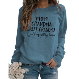 ZUNQKG Womens Mom Grandma Sweatshirt Fleece Lined Crewneck Long Sleeve Inspirational Nana Gift Shirts Blue L