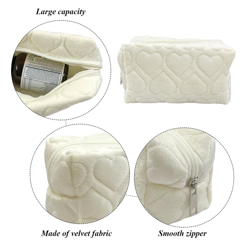 1 velvet cosmetic bag, 1 small velvet bag, travel cosmetic