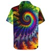 Liohans Hawaiian Mysterious Psychedelic Rainbow Totem Tie-Dye Lapel Pocket Short