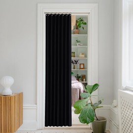 NICETOWN Accordion Door Curtains Blackout Temporary Door for Privacy, Floding Door Room Dividers Thermal Insulated Sound Proof Curtains for Doorway/Bedroom/Living Room, 1 PC, Black, W38 x L80