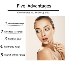 L.Y.L Pro Gold Retractable Lip Makeup Brushes Double-Ended Retractable Lip Brush Travel Lipstick Gloss Makeup Brush for Christmas Gifts