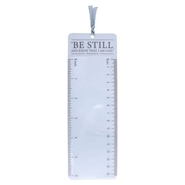 Christian Art Gifts Clear Reading Magnifying Scripture Bookmark for Men, Women & Kids: Be Still & Know - Psalm 46:10 Inspirational Bible Verse w/Ruler for Measuring & Satin Ribbon for Books & Bibles