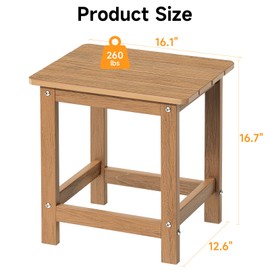 ONBRILL Outdoor Side Table, Adirondack Small End Table, Indoor & Outdoor Use, HDPS Weather Resistant/Easy Maintenance for Patio, Pool, Deck, Porch, Garden, Shower, Outside- (1, Teak)
