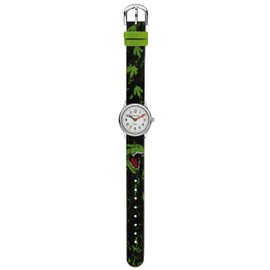 JACQUES FAREL Boys Dinosaur T-Rex Watch Black Green Metal Boys Quartz Analogue HCC 921, Black, green, steel colours, Strap.