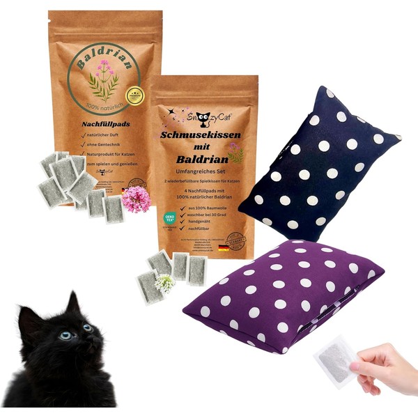 SNOOZYCAT 2 Cat Cushions + 14 Refill Pads Pure Valerian
