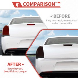 amayum Tail Light Lamp Cover Guard And 3rd Third Brake Light Cover Blackout Kit 3Pcs Compatible with Chrysler 300 300C,Smoked Black 2015+