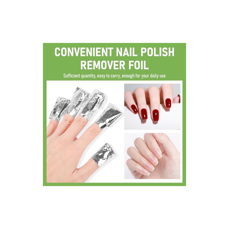 500Pcs Foil Nail Wraps, Gel Remover Wraps with Lint-Free Cotton