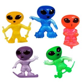 aa LOT OF 24 NEON MINI ALIENS FIGURES CARNIVAL PARTY GOODY BAGS VENDING, FREE SHIP