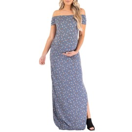 Mother Bee Maternity Short Sleeve Bodycon Dress with Ruched Side Slits for Baby Shower or Casual Wear