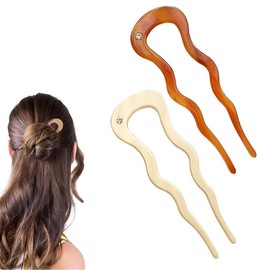 Horquillas Para Cabello Mujer, 2 unidades Pasadores Para Cabello Mujer, En Forma De U, Con Espiral, Pinzas Para El Pelo Francesas Para Mujeres Y NiñAs