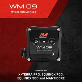 MINELAB WM09 Wireless Audio Module, Enables Headphone Connection to X-Terra PRO, MANTICORE, Equinox 700/900 Metal Detectors (Includes Charger)
