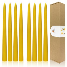 Lacaser 12" Tall Beeswax Taper Candles, Long Candle Sticks, Pure Bees Wax Candles for Home, Dripless & Smokeless & Unscented, Burning Time 7~8 Hours, 8 Pcs