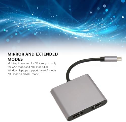 Dilwe Adaptador USB C a HDMI, Convertidor Adaptador de Video USB 3.1 a HDMI Dual 4K, Modos Espejo y Extendido, Estación de Acoplamiento USB C a HD