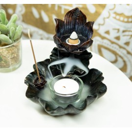 Ebros Zen Lotus Flower Incense Cone & Stick Burner Candle Holder Figurine