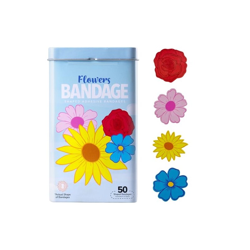 BioSwiss Vendas autoadhesivas con forma de flores, sin látex, estériles,