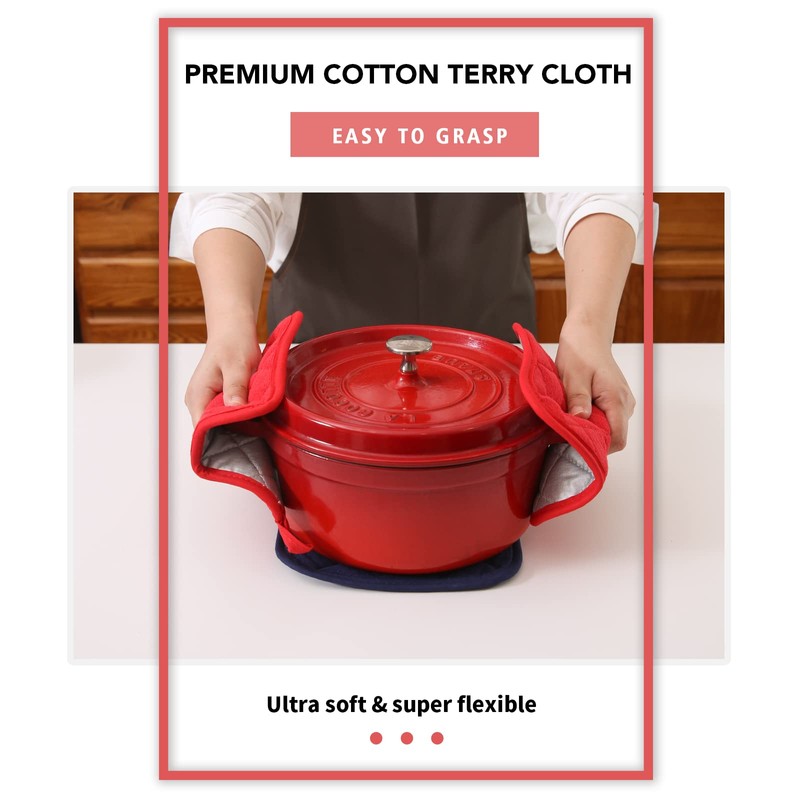 Joyhalo 4 Pack Heat Resistant Pot Holders - Terry Cloth