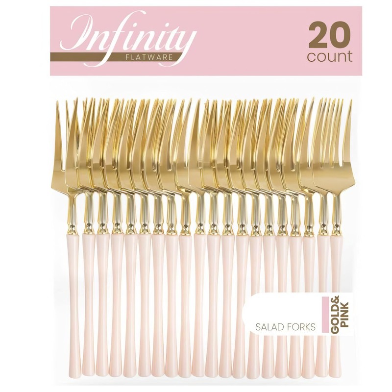 Blue Sky Infinity Flatware Gold & Pink Salad Forks -