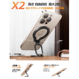(Double-sided Magnet) xuanli Smartphone Stand, Compatible with MagSafe, Double-Sided Magnet, Smartphone Ring, Smartphone Folding Stand, Magnet, Smartphone Ring Stand, Magsafe, Thin, Lightweight,