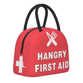 COEIOBEO Funny Hangry First Aid Insulated Lunch Box-Emergency Snack Kit Portable Lunch Bag Reusable Lunch Tote for Women Men and Kids - Great Gag Gift