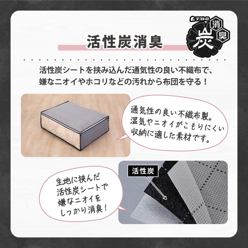 Astro 171-02 Activated Charcoal Deodorizing Storage Case for Bedding, Set
