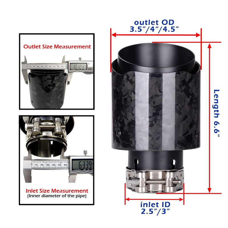 Car Forged Carbon Fiber Exhaust Pipe Muffler Tips with Black